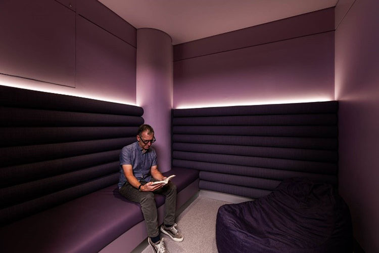 Perth Airport Sensory Room dimly lit seating area